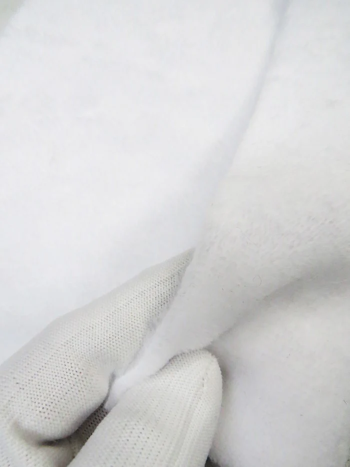 Double Sided Solid Soft Minky Fabric - White - Image 2