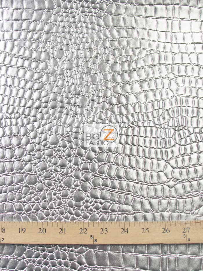 Black Vinyl Embossed Shiny Alligator Fabric / Sold By The Yard - Image 3