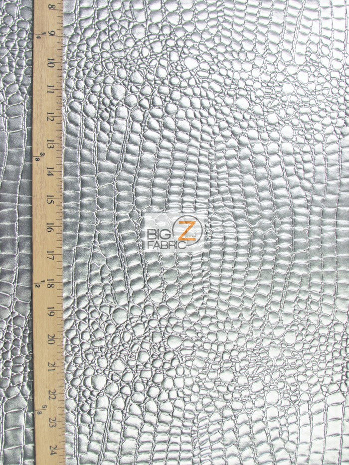 Black Vinyl Embossed Shiny Alligator Fabric / Sold By The Yard - Image 4