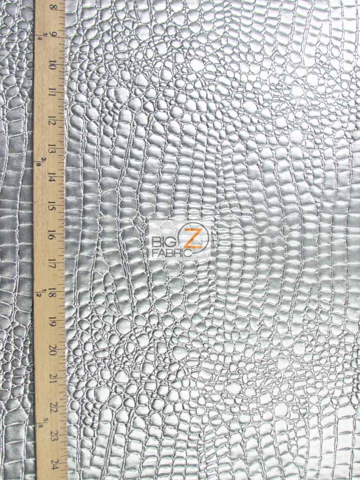 Gold Vinyl Embossed Shiny Alligator Fabric / Sold By The Yard - Image 4