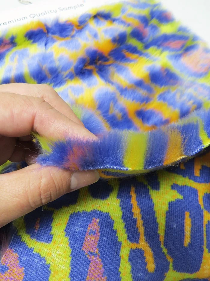 Ecoshag Hippie Jaguar Faux Fur Fabric / Trippy Forest - Image 4