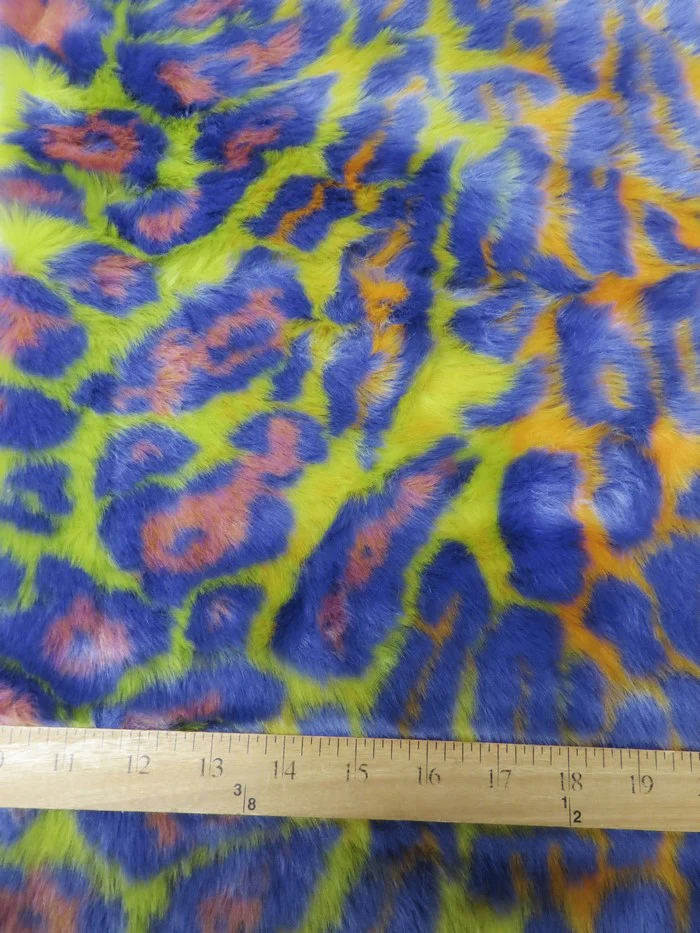 Ecoshag Hippie Jaguar Faux Fur Fabric / Trippy Forest - Image 6