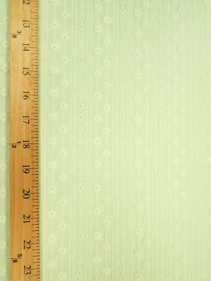 Eyelit Floral Stripe Embroidery Lace - Ivory - Image 2