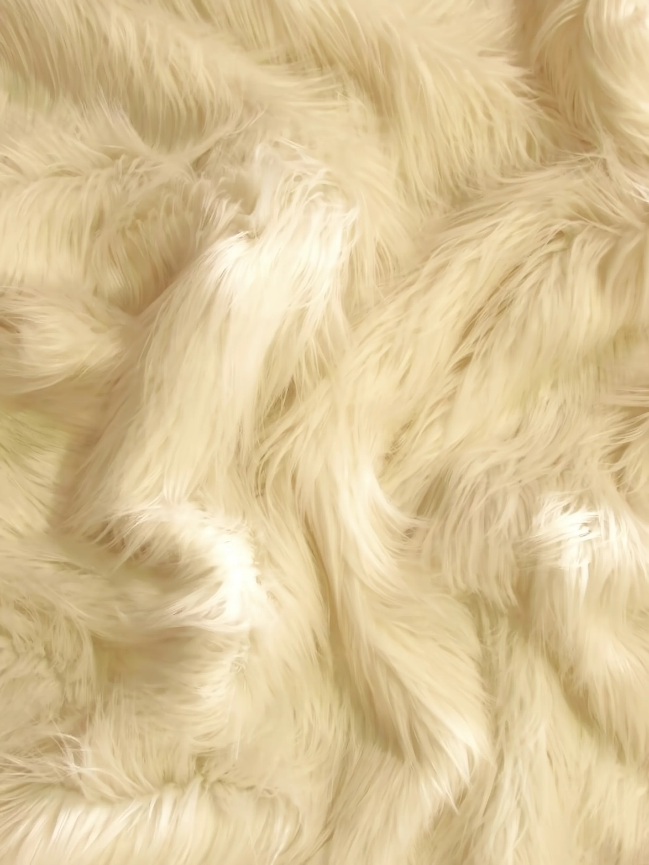 Ivory Solid Gorilla Animal Long Pile Faux Fur Fabric / Sold By The Yard - Image 2