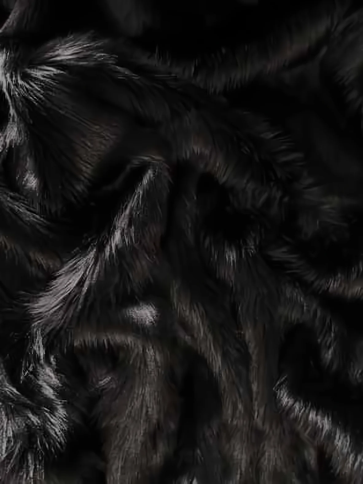 Faux Fake Fur Solid Shaggy Long Pile Fabric / Black / 15 Yard Bolt - Image 5
