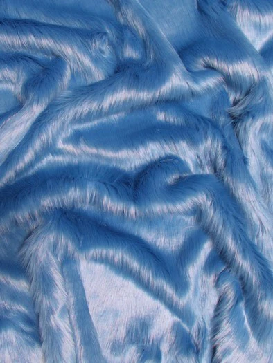 Cobalt Solid Shaggy Long Pile Faux Fur Fabric / Sold By The Yard - Image 2