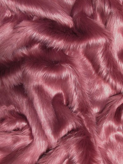 Dusty Rose Solid Shaggy Long Pile Faux Fur Fabric / Sold By The Yard - Image 2