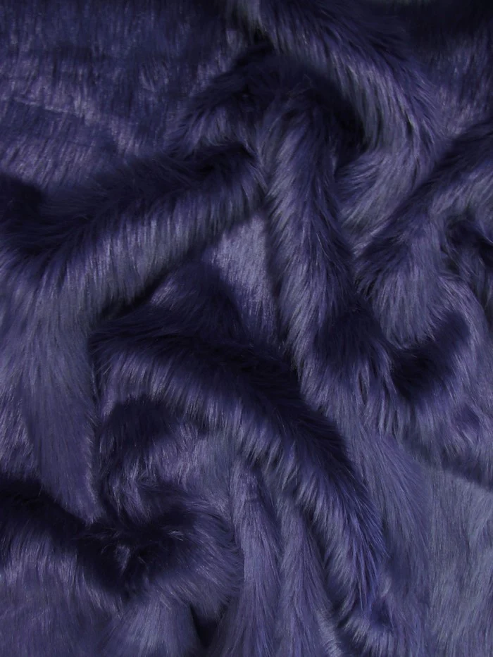 Eggplant Solid Shaggy Long Pile Faux Fur Fabric / By The Yard - Image 2