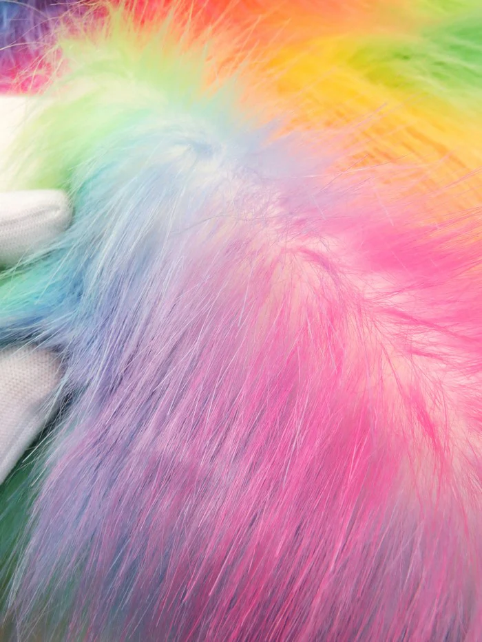 Wave Rainbow 1 Wave Rainbow Long Pile Faux Fur Fabric / Sold By The Yard - Image 3