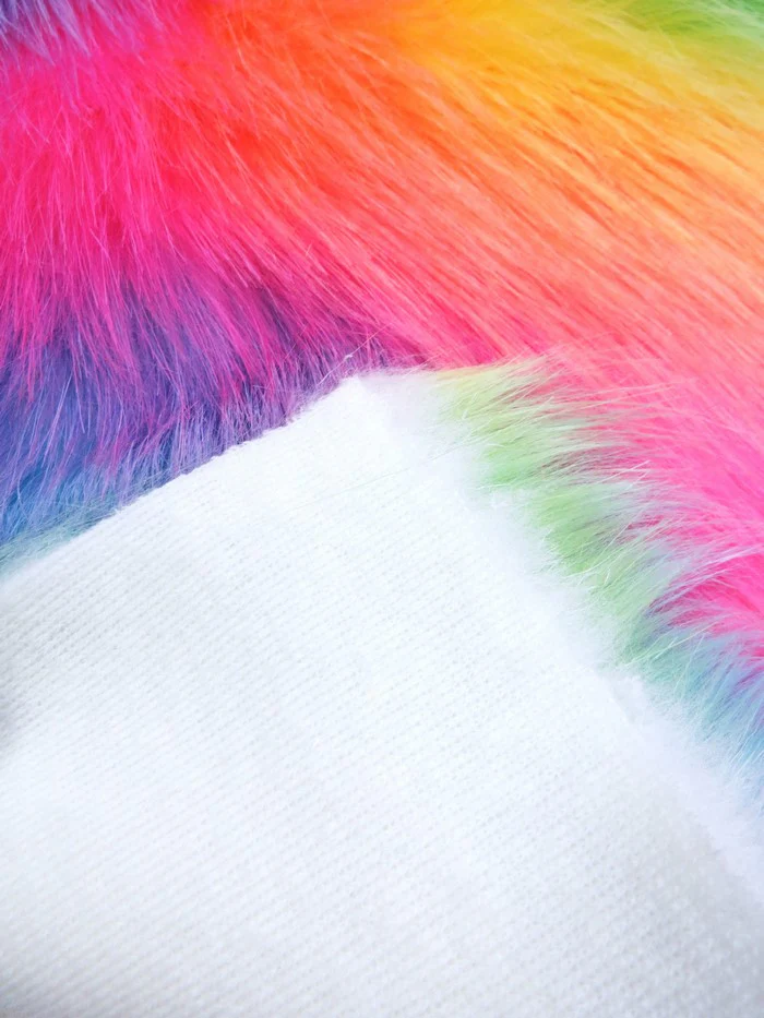 Wave Rainbow 1 Wave Rainbow Long Pile Faux Fur Fabric / Sold By The Yard - Image 4
