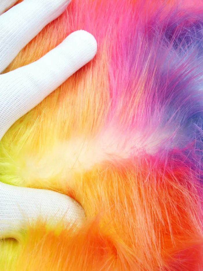 Wave Rainbow 1 Wave Rainbow Long Pile Faux Fur Fabric / Sold By The Yard - Image 8