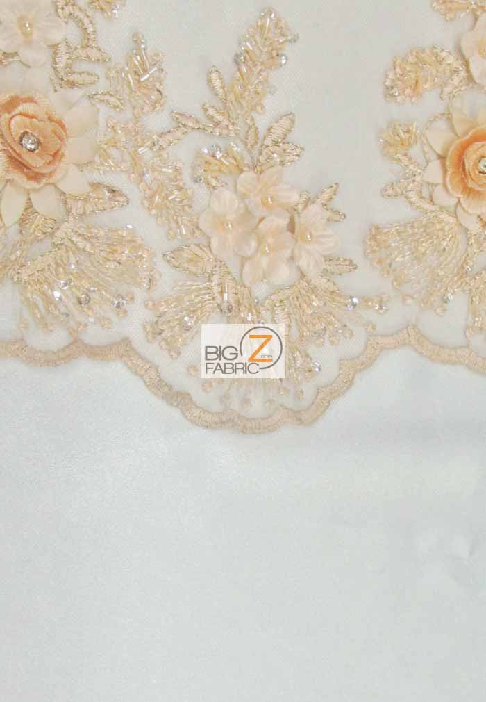 French Floral 3D Beaded Sequins Fabric / Baby Blue / Sold By The Yard - Image 4