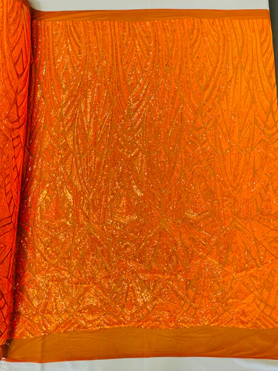 Geometric Sequin Stretch Mesh Fabric / Sold by the Yard - Image 10