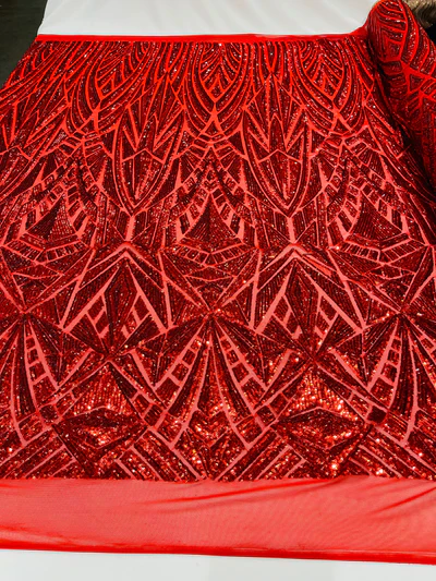 Geometric Sequin Stretch Mesh Fabric / Sold by the Yard - Image 11