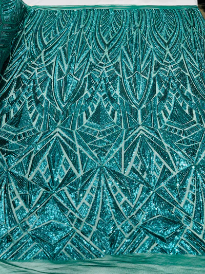 Geometric Sequin Stretch Mesh Fabric / Sold by the Yard - Image 13