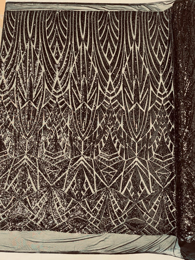 Geometric Sequin Stretch Mesh Fabric / Sold by the Yard - Image 5