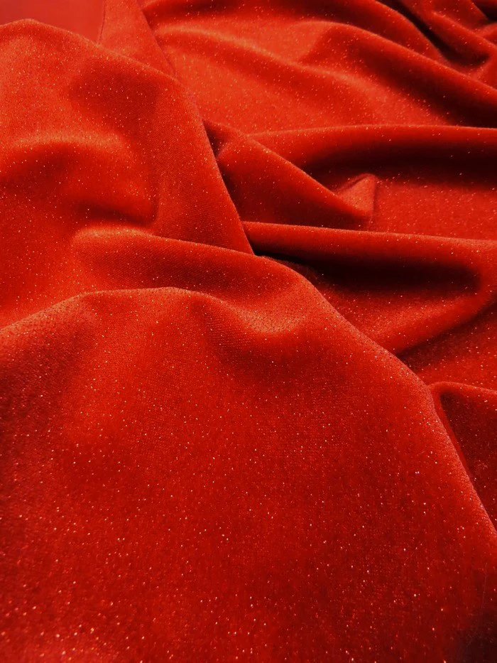 GLITTER STRETCH VELVET 360 GRAMS SPANDEX FABRIC / Gold / Sold by the Yard - Image 2