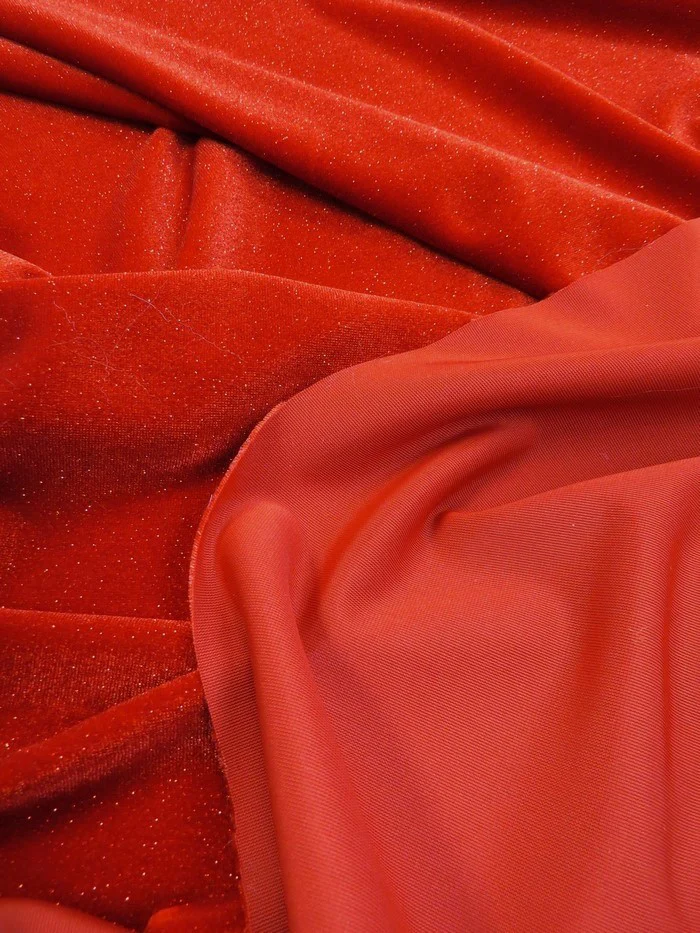 GLITTER STRETCH VELVET 360 GRAMS SPANDEX FABRIC / Gold / Sold by the Yard - Image 3