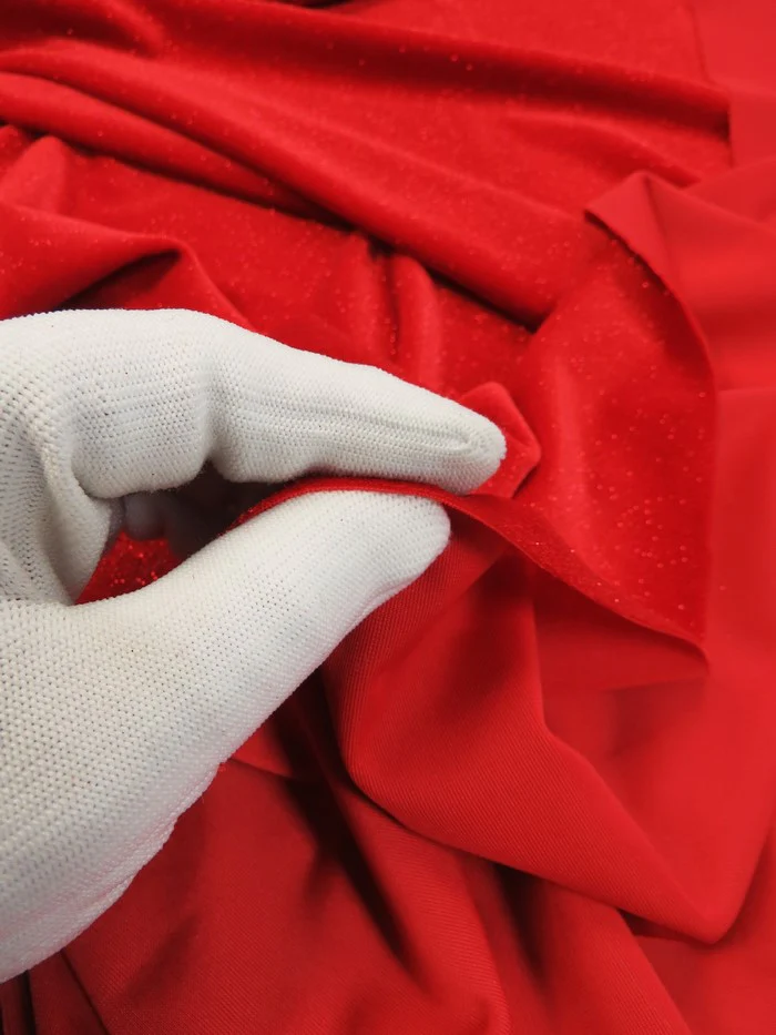 GLITTER STRETCH VELVET 360 GRAMS SPANDEX FABRIC / Gold / Sold by the Yard - Image 4