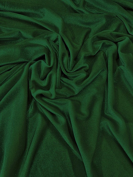GLITTER STRETCH VELVET 360 GRAMS SPANDEX FABRIC / Hunter Green / Sold by the Yard