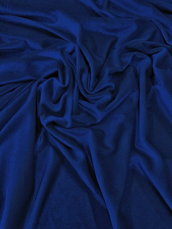 GLITTER STRETCH VELVET 360 GRAMS SPANDEX FABRIC / Royal Blue / Sold by the Yard