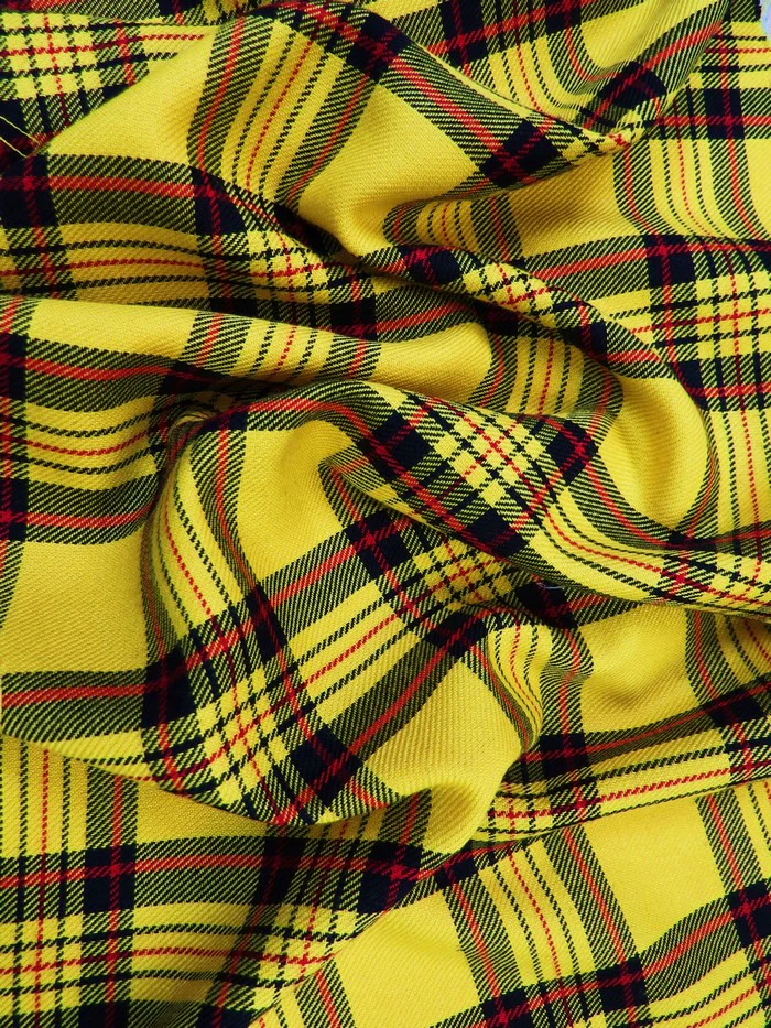 Golden Plaid Poly Poplin Fabric - Image 2