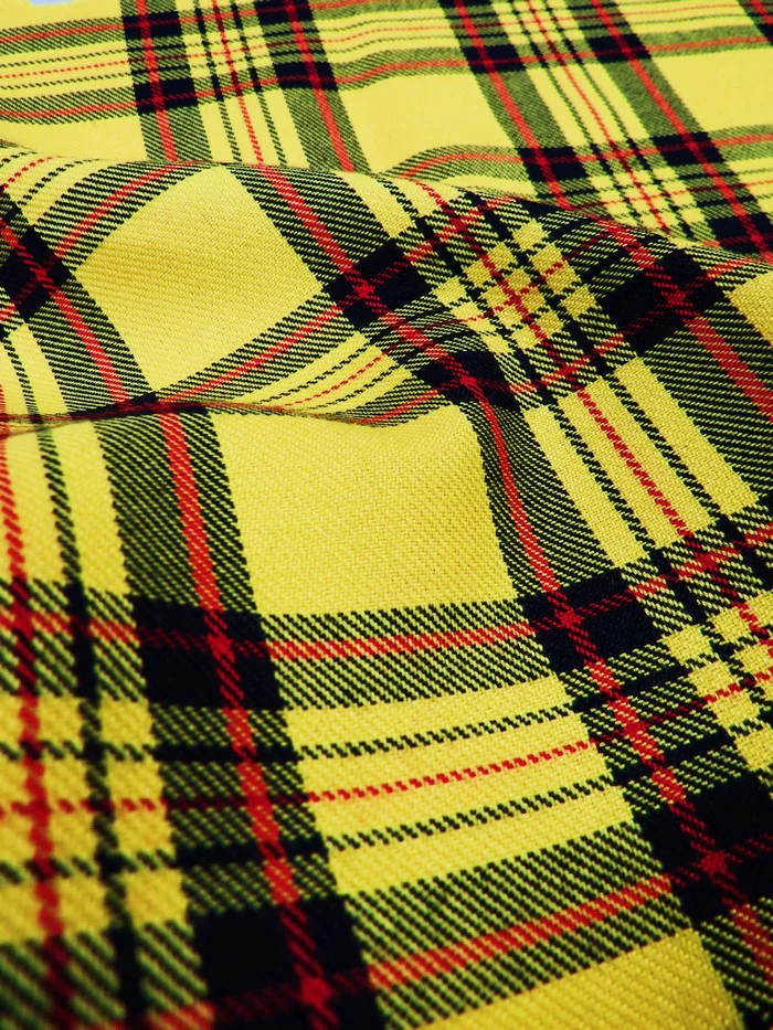 Golden Plaid Poly Poplin Fabric - Image 3