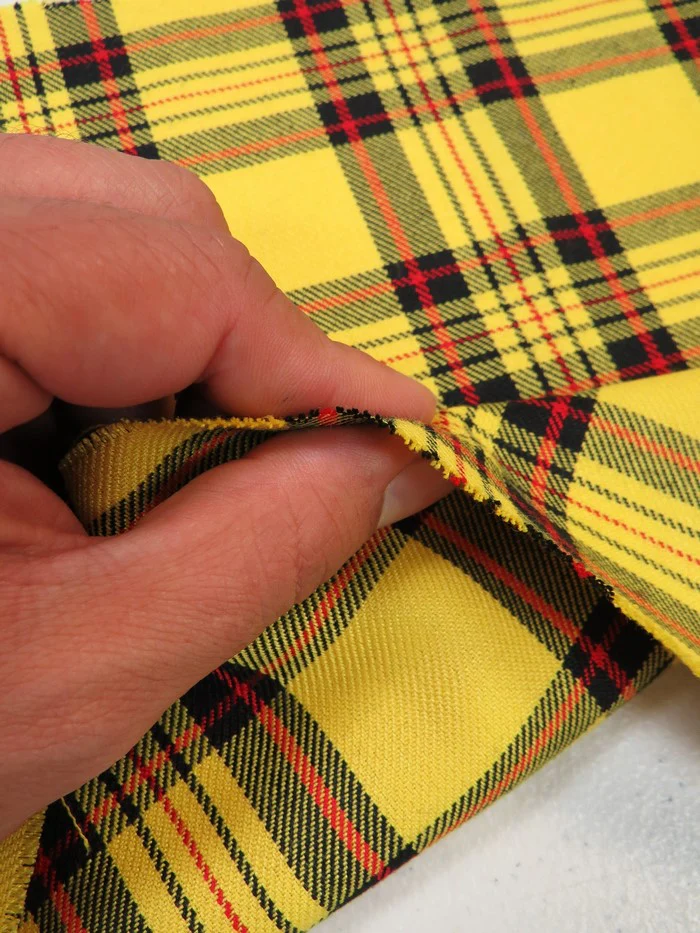 Golden Plaid Poly Poplin Fabric - Image 5