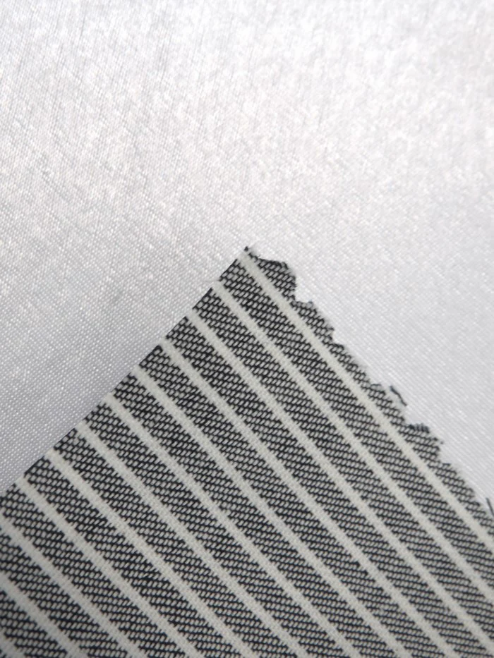Gray with Natural Stripe Cotton Stretch Denim - Image 3