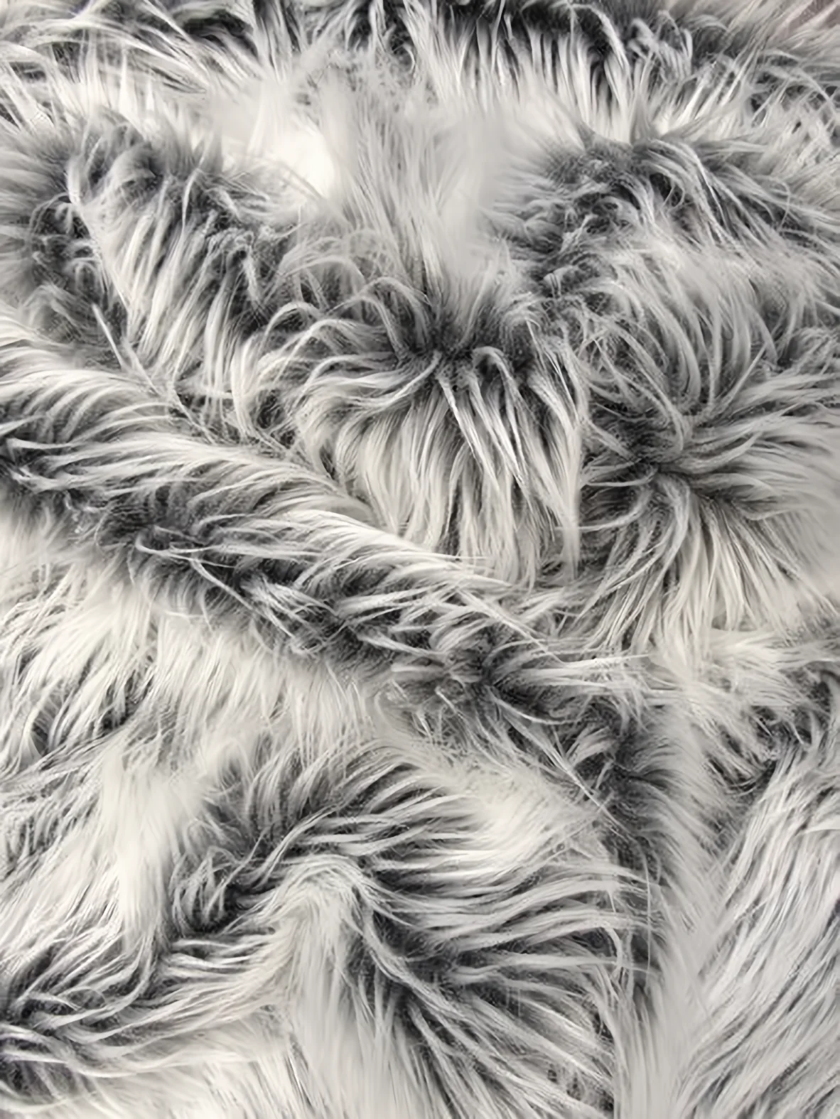 Grey Frost Solid Shaggy Long Pile Faux Fur Fabric / Sold By The Yard (Second Quality Goods)