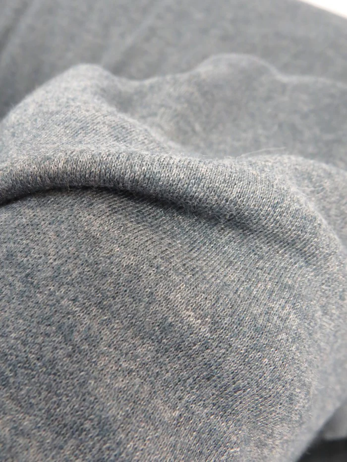 Heavy Interlock Poly Cotton Fabric / Heather Gray / Sold By The Yard - Image 3