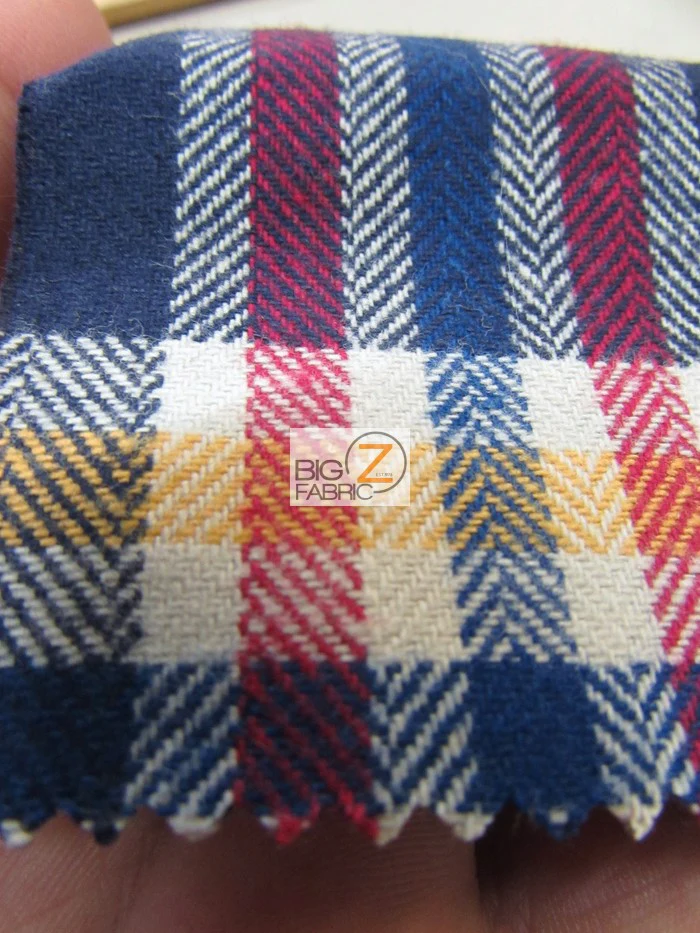 Heavy Tartan Plaid Uniform Apparel Flannel Fabric / Yellow/Navy/White / Sold By The Yard - Image 3