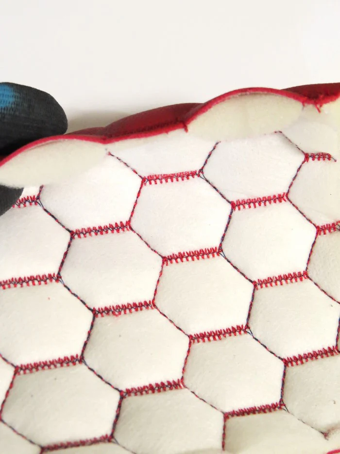Hex Honeycomb Quilt Automotive Vinyl Foam Fabric / Can Red with Red Thread - Image 3