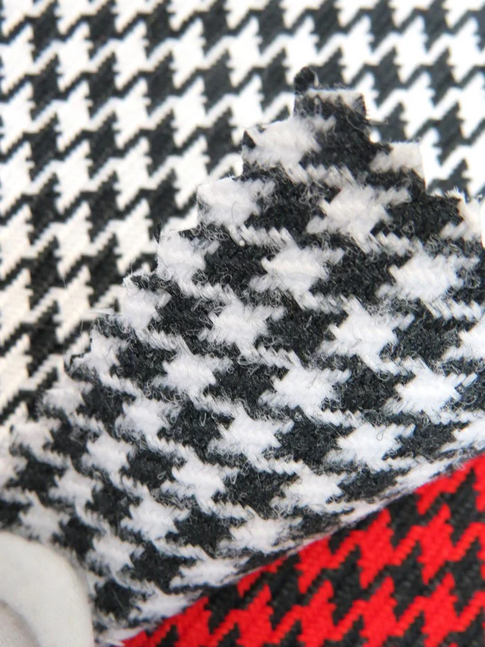 Houndstooth Upholstery Fabric / White/Black / Sold By The Yard - Image 3