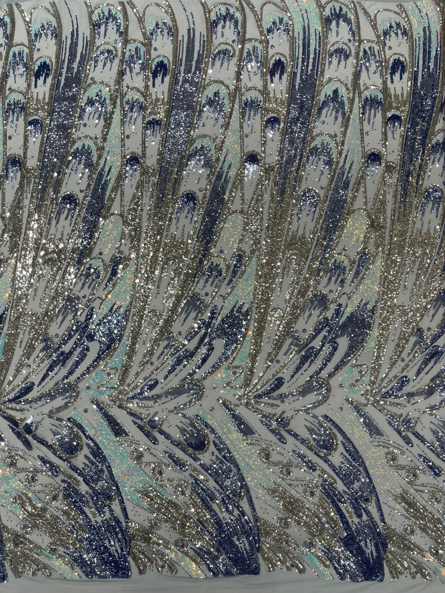 Feather Wing Iridescent Sequin Stretch Mesh Fabric / Sold by the Yard - Image 11