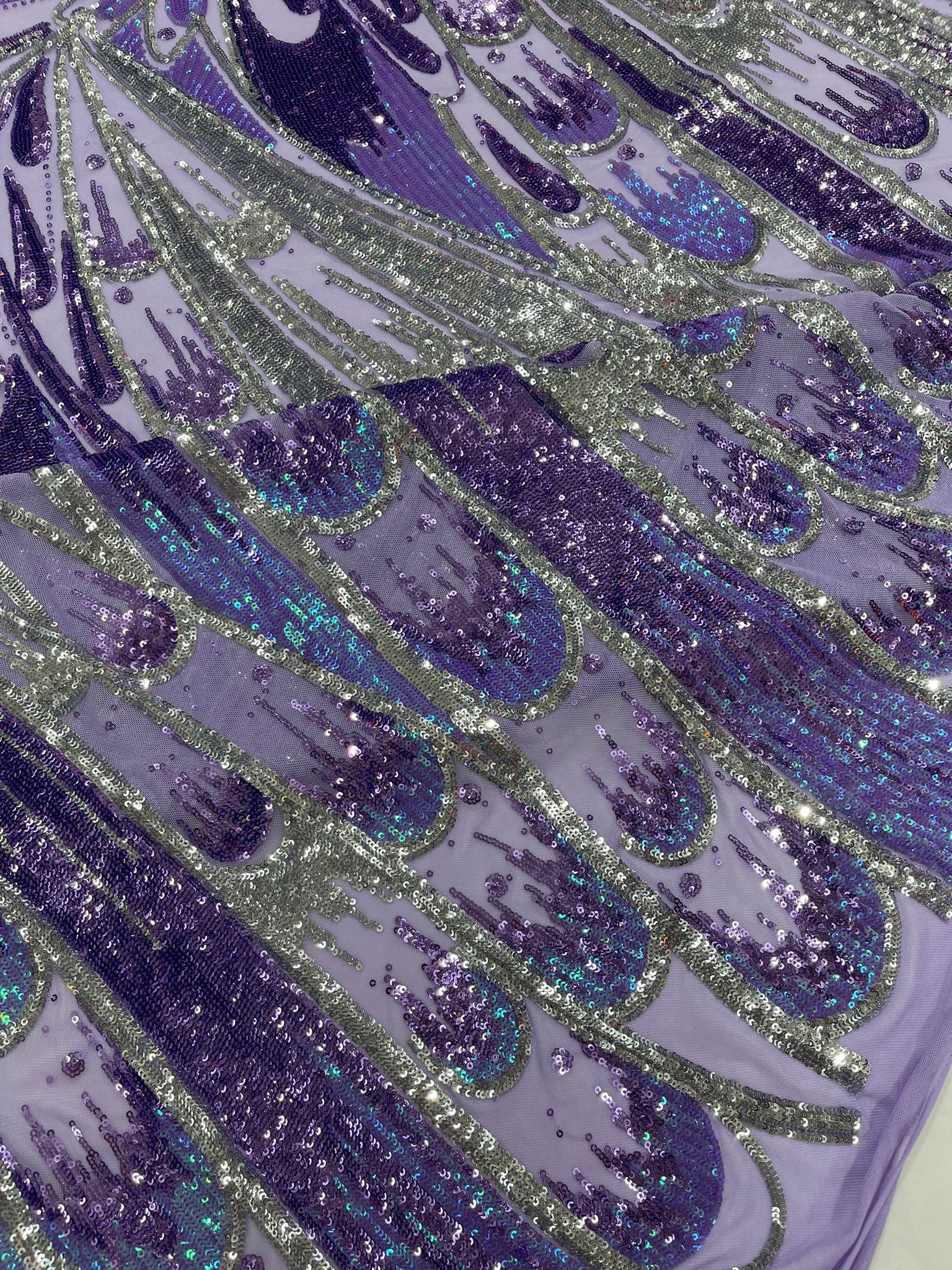 Feather Wing Iridescent Sequin Stretch Mesh Fabric / Sold by the Yard - Image 22