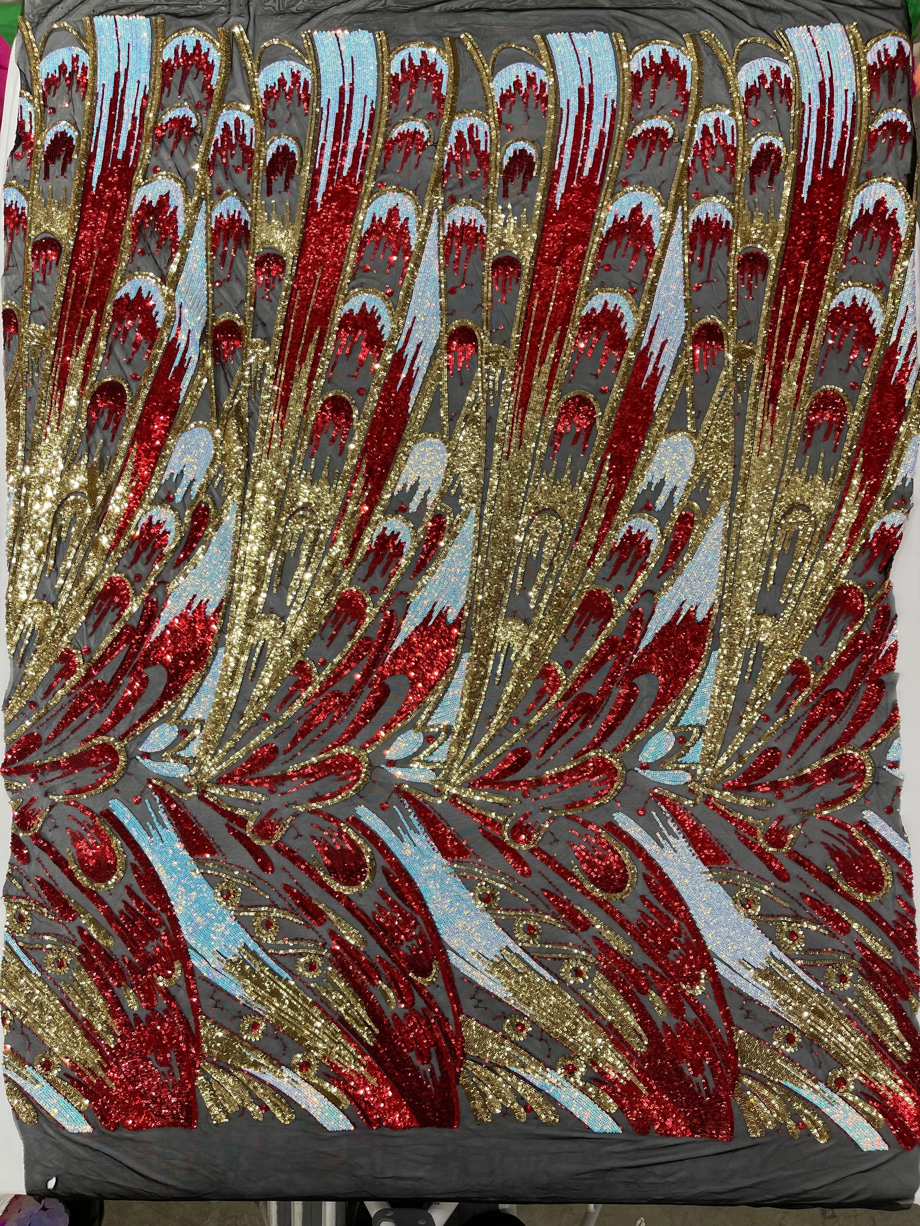 Feather Wing Iridescent Sequin Stretch Mesh Fabric / Sold by the Yard - Image 26