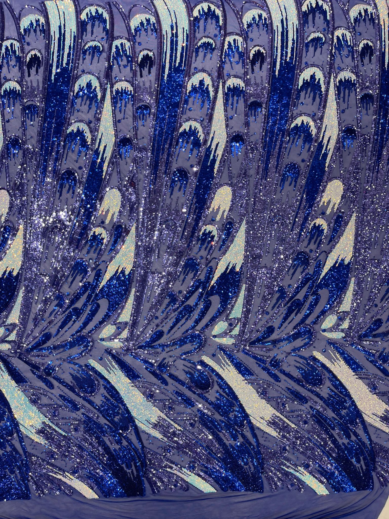 Feather Wing Iridescent Sequin Stretch Mesh Fabric / Sold by the Yard - Image 5