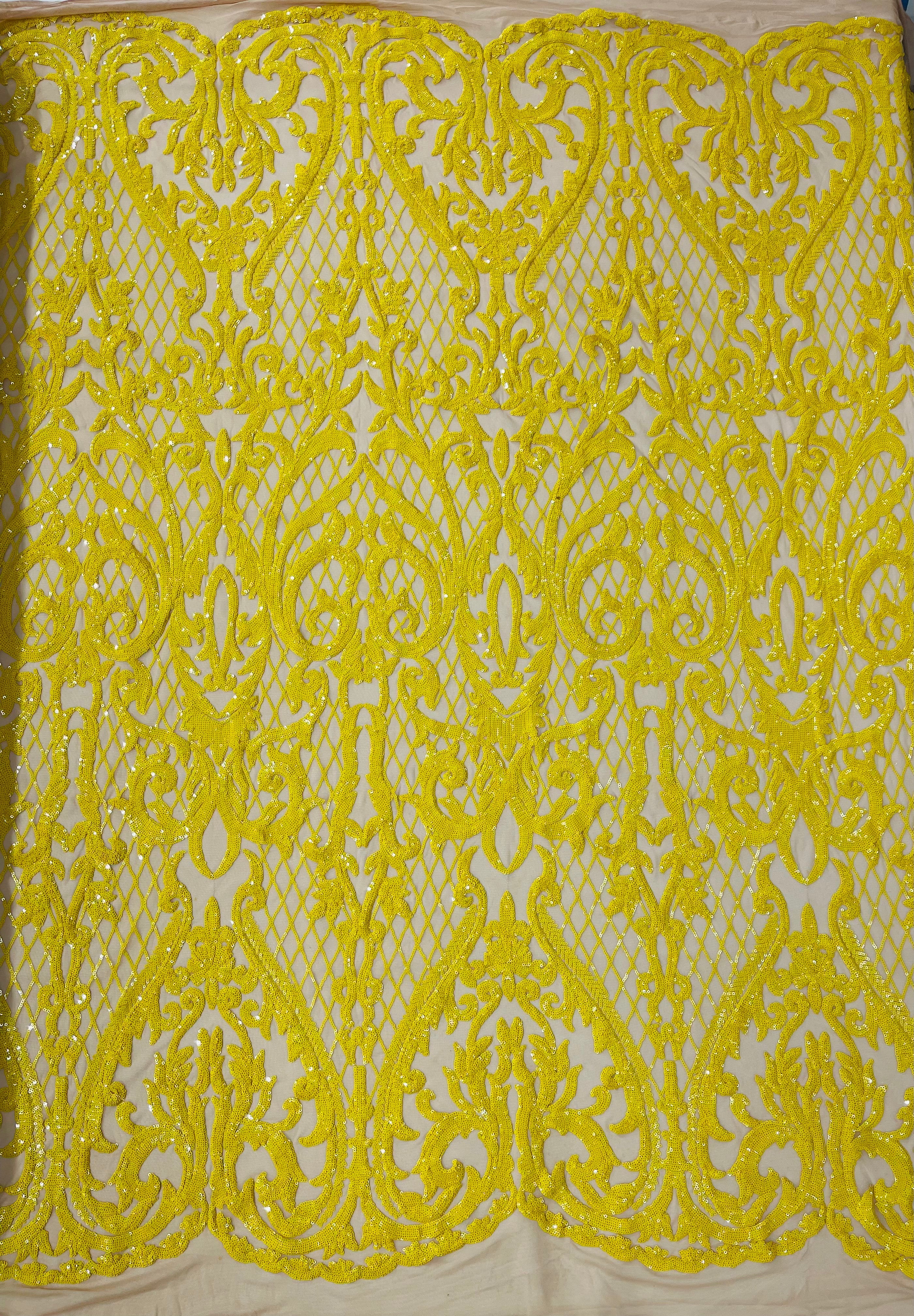 Heart Damask Iridescent Sequin Stretch Mesh Fabric / Sold by the Yard - Image 16
