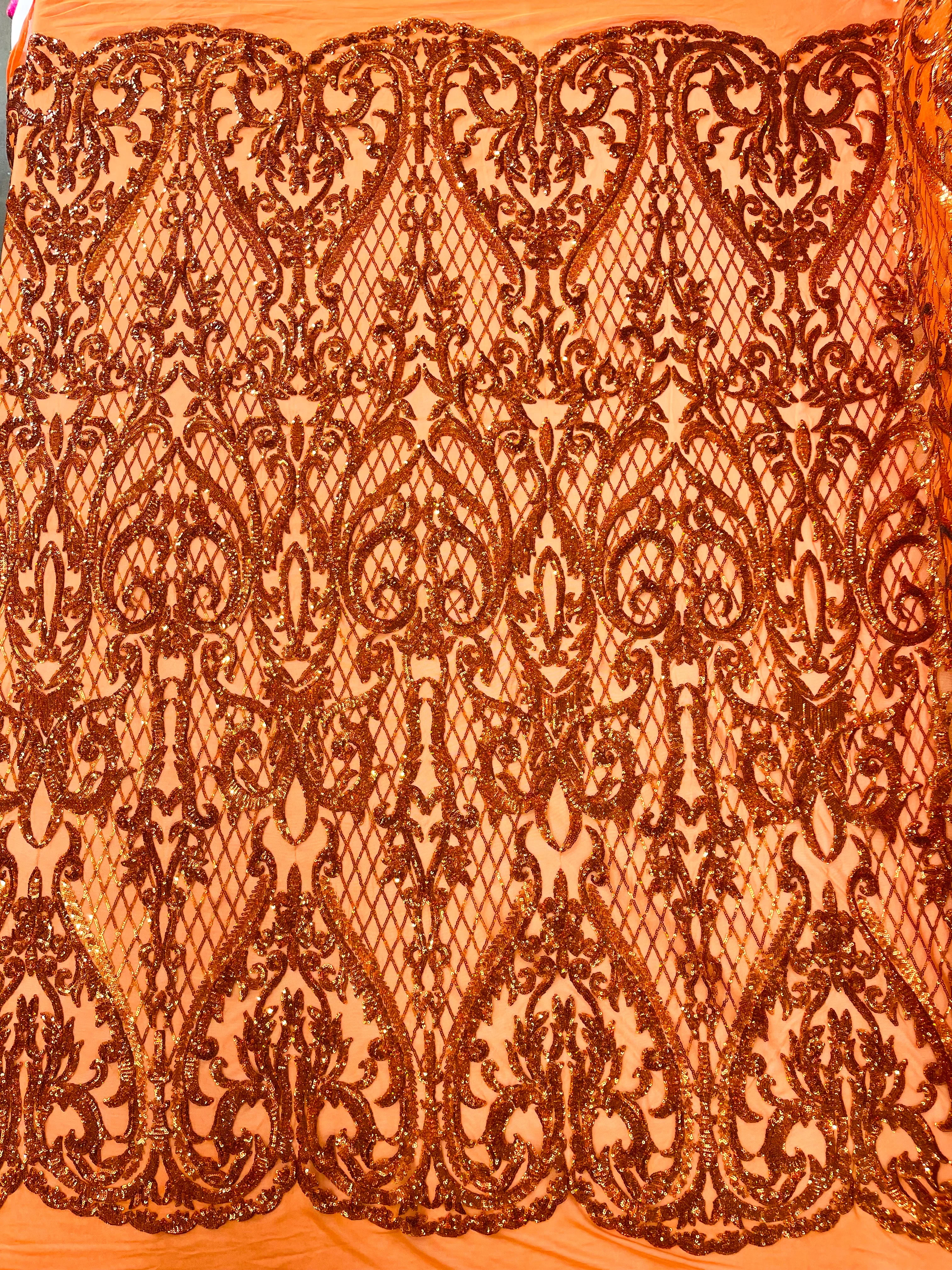 Heart Damask Iridescent Sequin Stretch Mesh Fabric / Sold by the Yard - Image 18