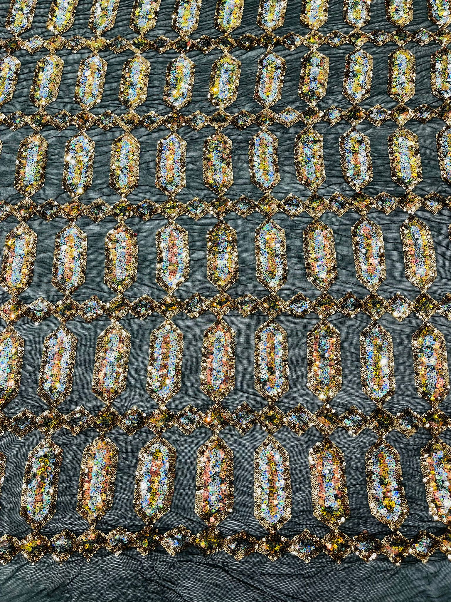 Jewel Iridescent Sequin Stretch Mesh Fabric / Sold by the Yard - Image 10
