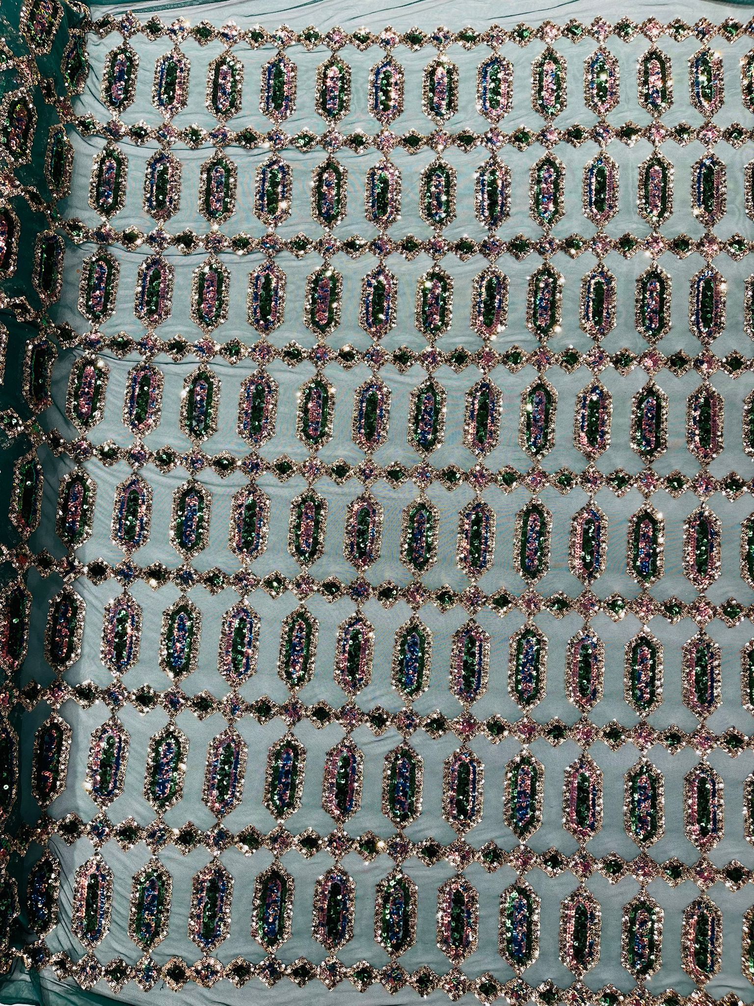 Jewel Iridescent Sequin Stretch Mesh Fabric / Sold by the Yard - Image 7