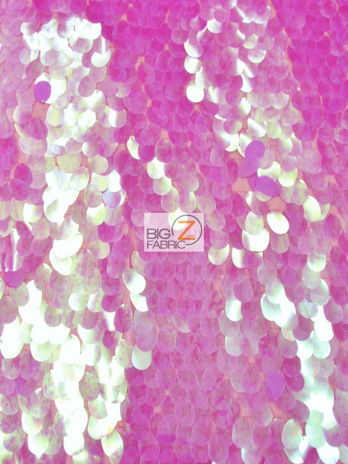 Jumbo Teardrop Sequins Fabric / Luminous Fuchsia / Sold By The Yard - Image 2