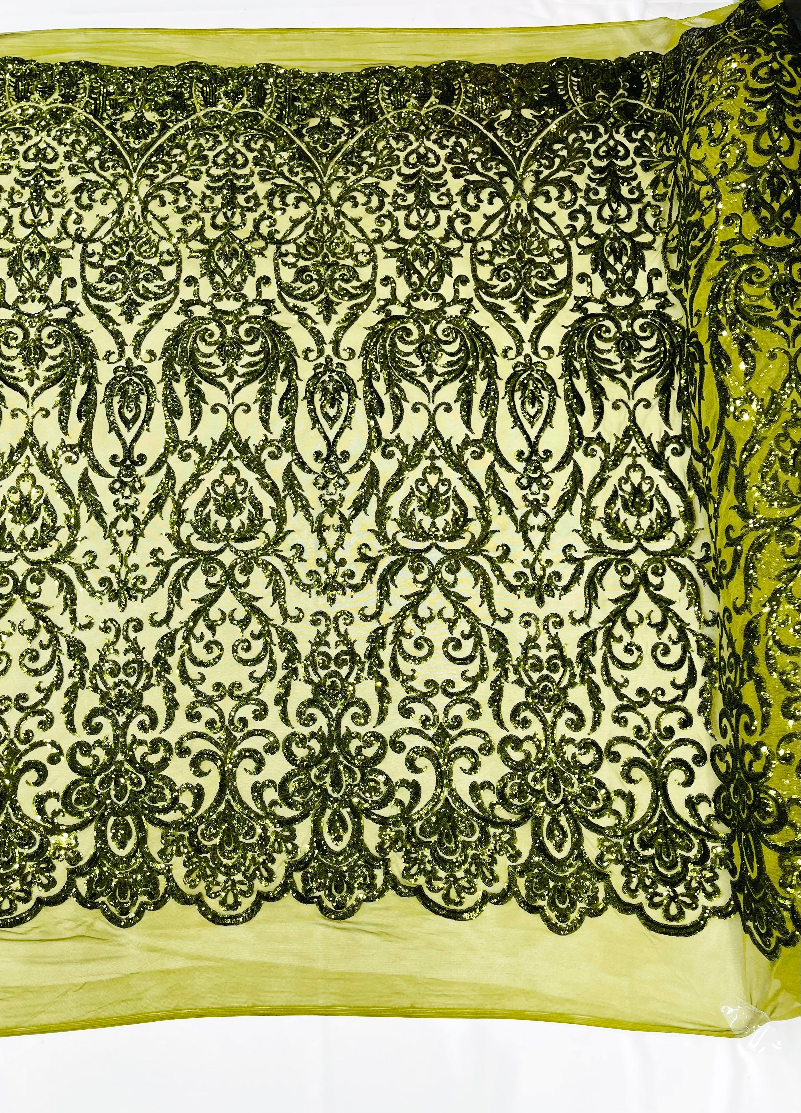 King Damask Sequin on Stretch Mesh Fabric / Sold by the Yard - Image 10