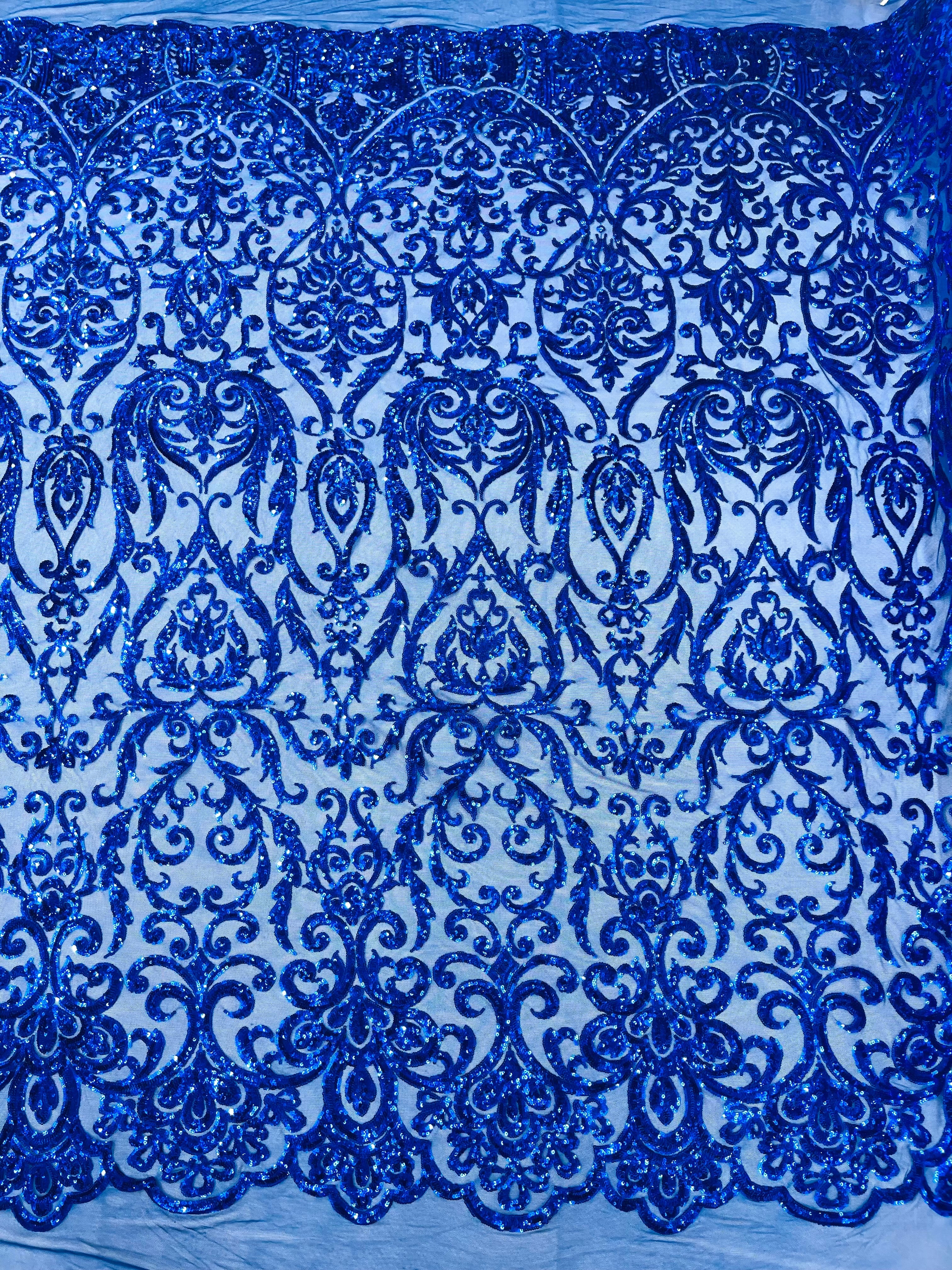 King Damask Sequin on Stretch Mesh Fabric / Sold by the Yard - Image 12