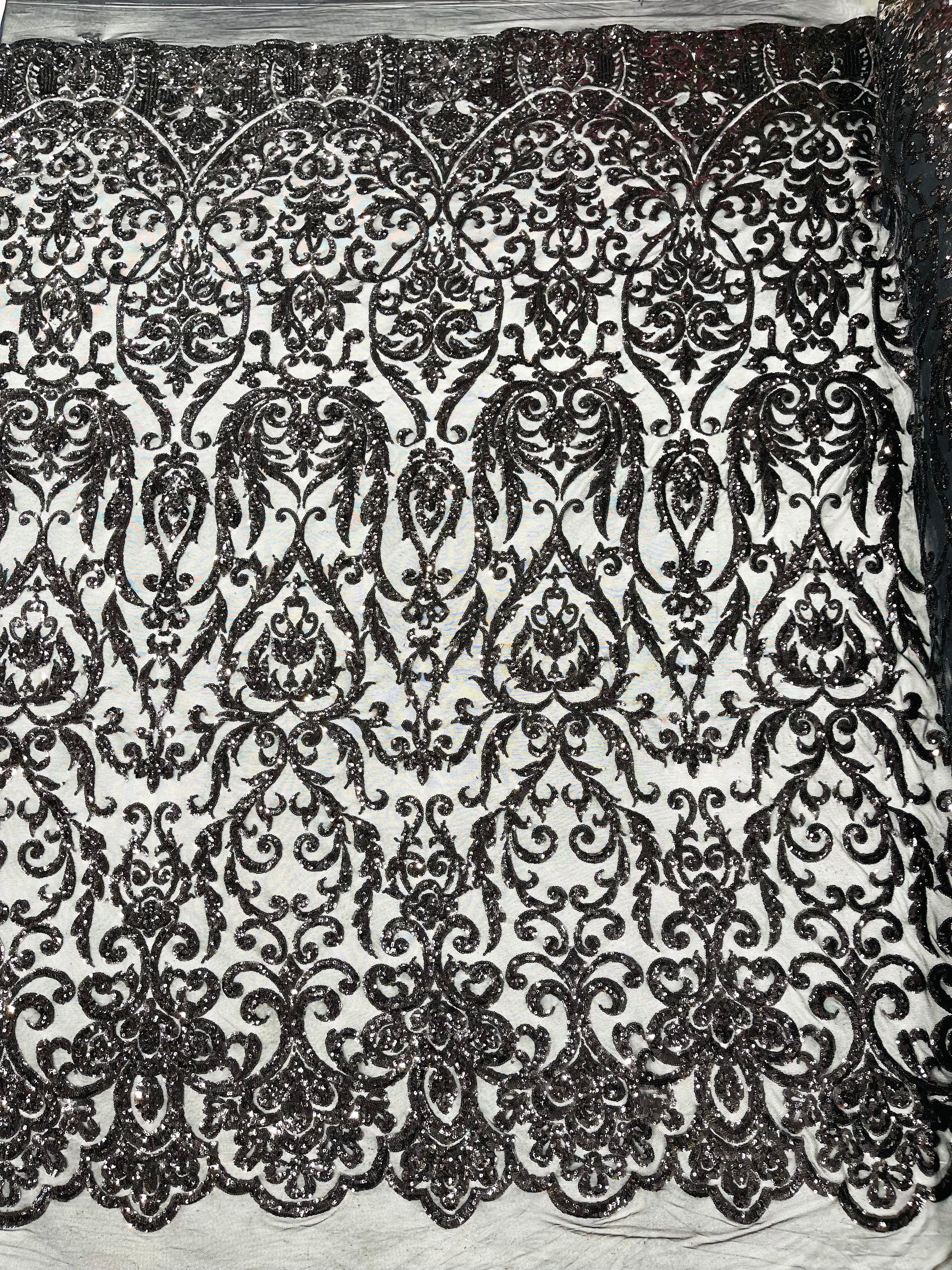 King Damask Sequin on Stretch Mesh Fabric / Sold by the Yard - Image 14
