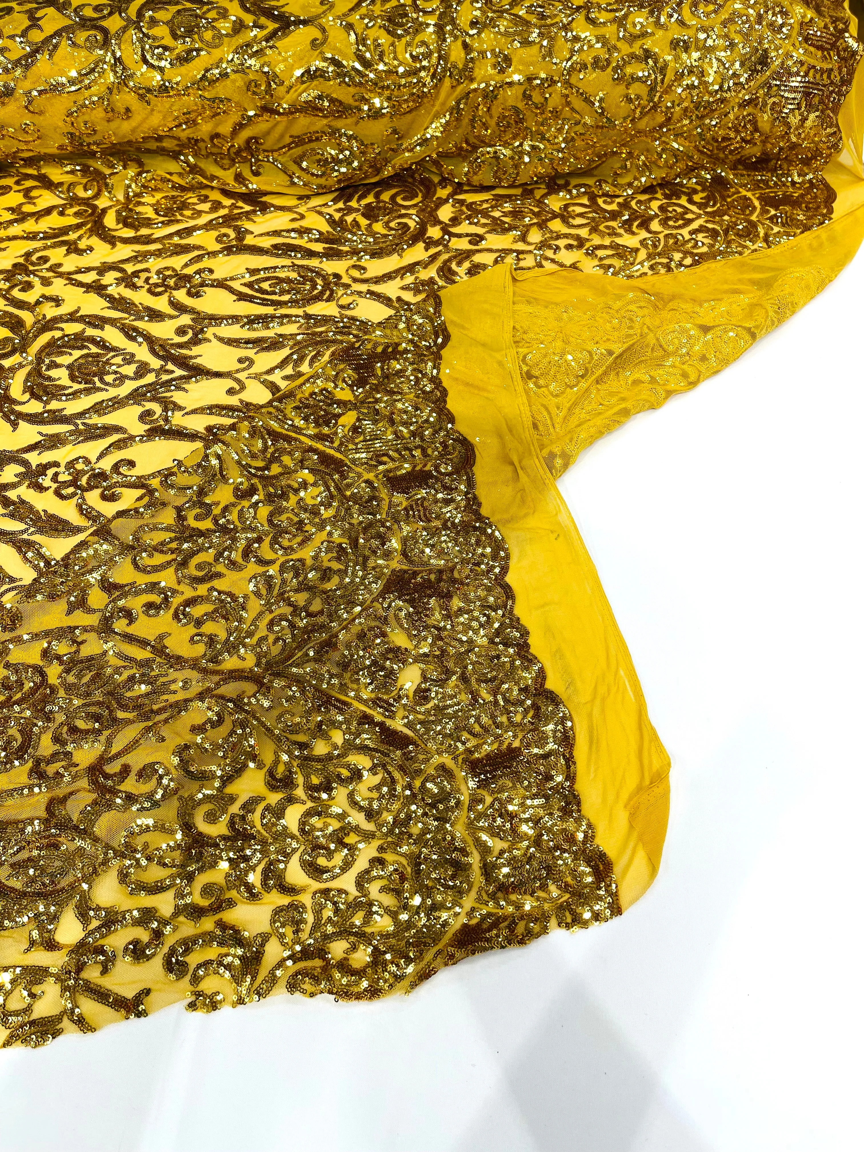 King Damask Sequin on Stretch Mesh Fabric / Sold by the Yard - Image 16