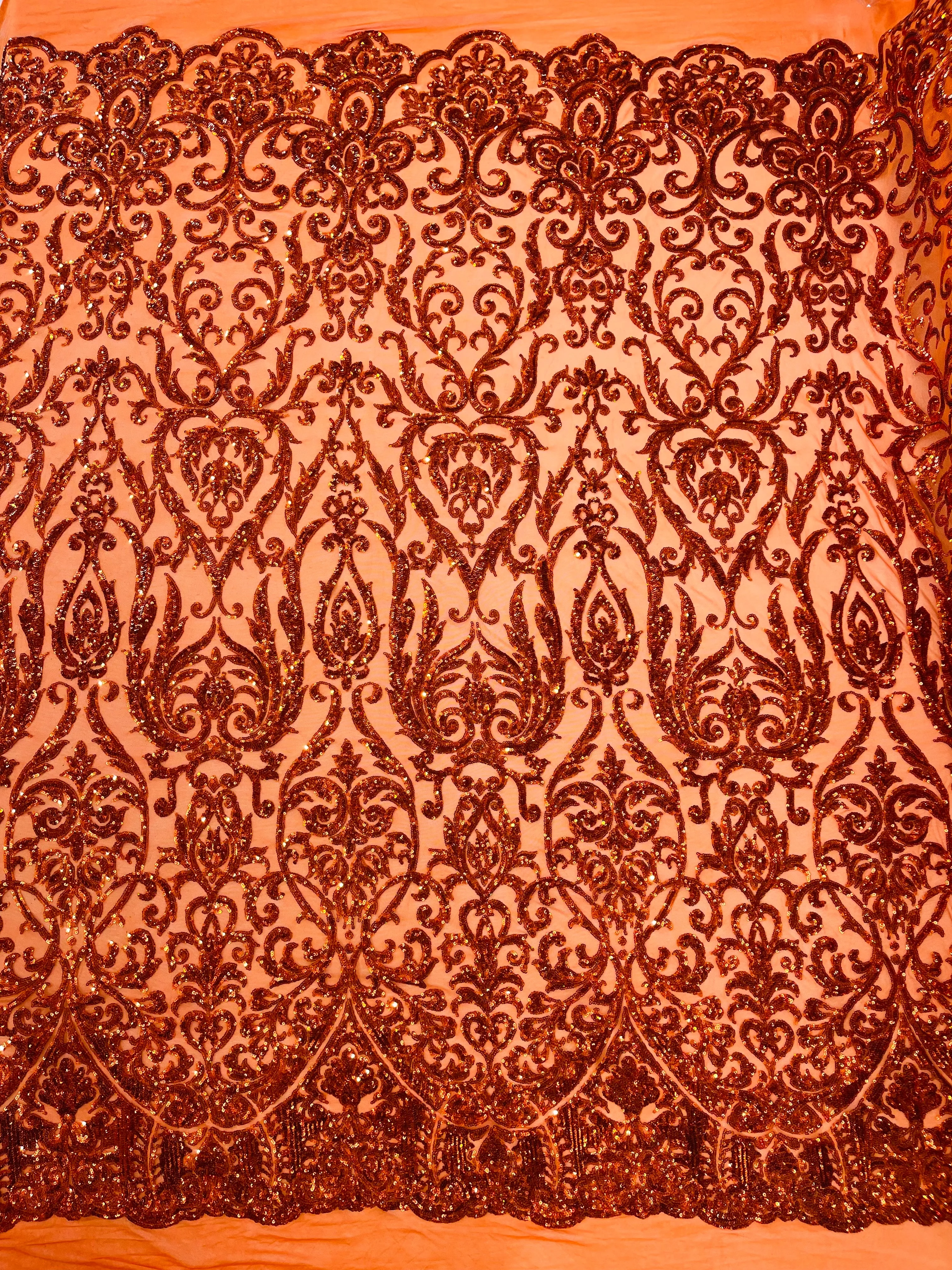 King Damask Sequin on Stretch Mesh Fabric / Sold by the Yard - Image 3