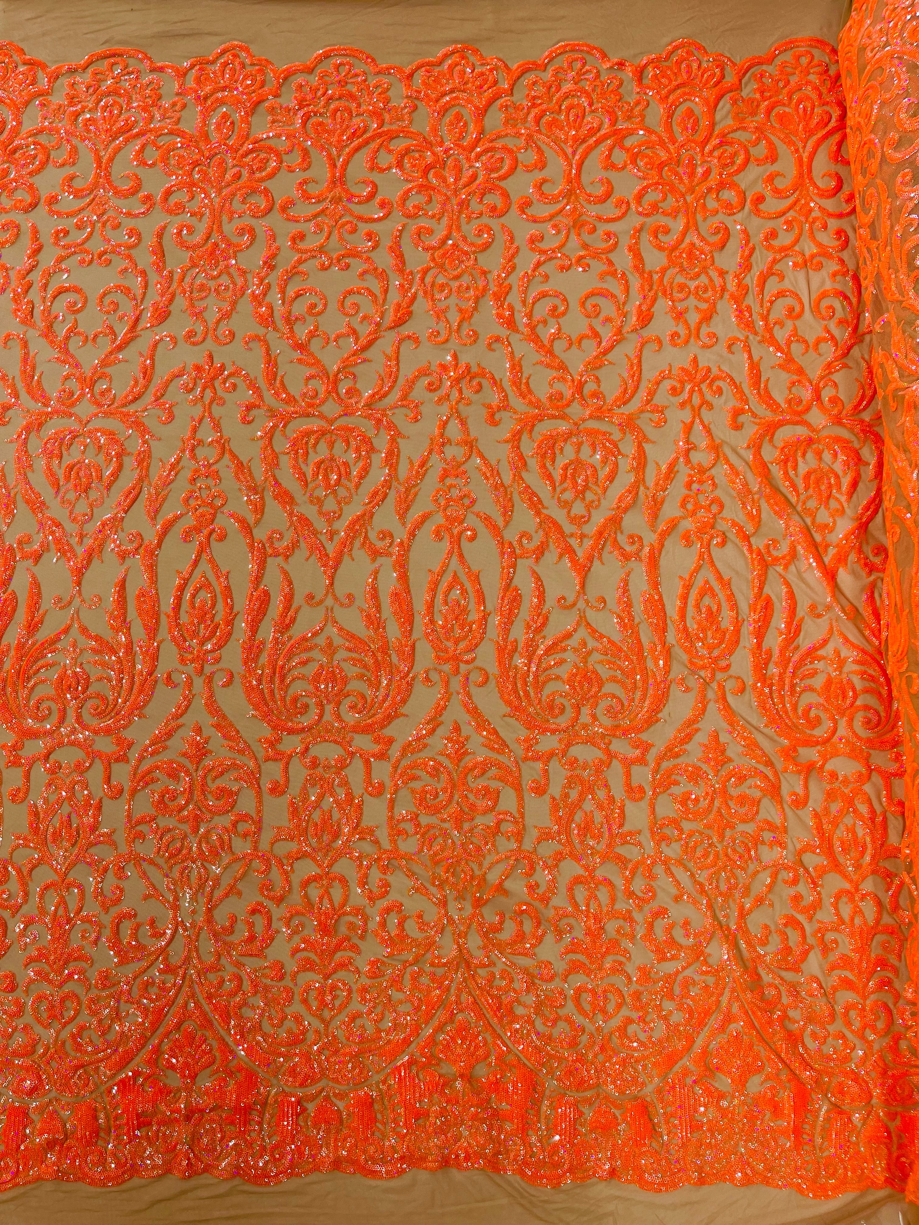 King Damask Sequin on Stretch Mesh Fabric / Sold by the Yard - Image 4