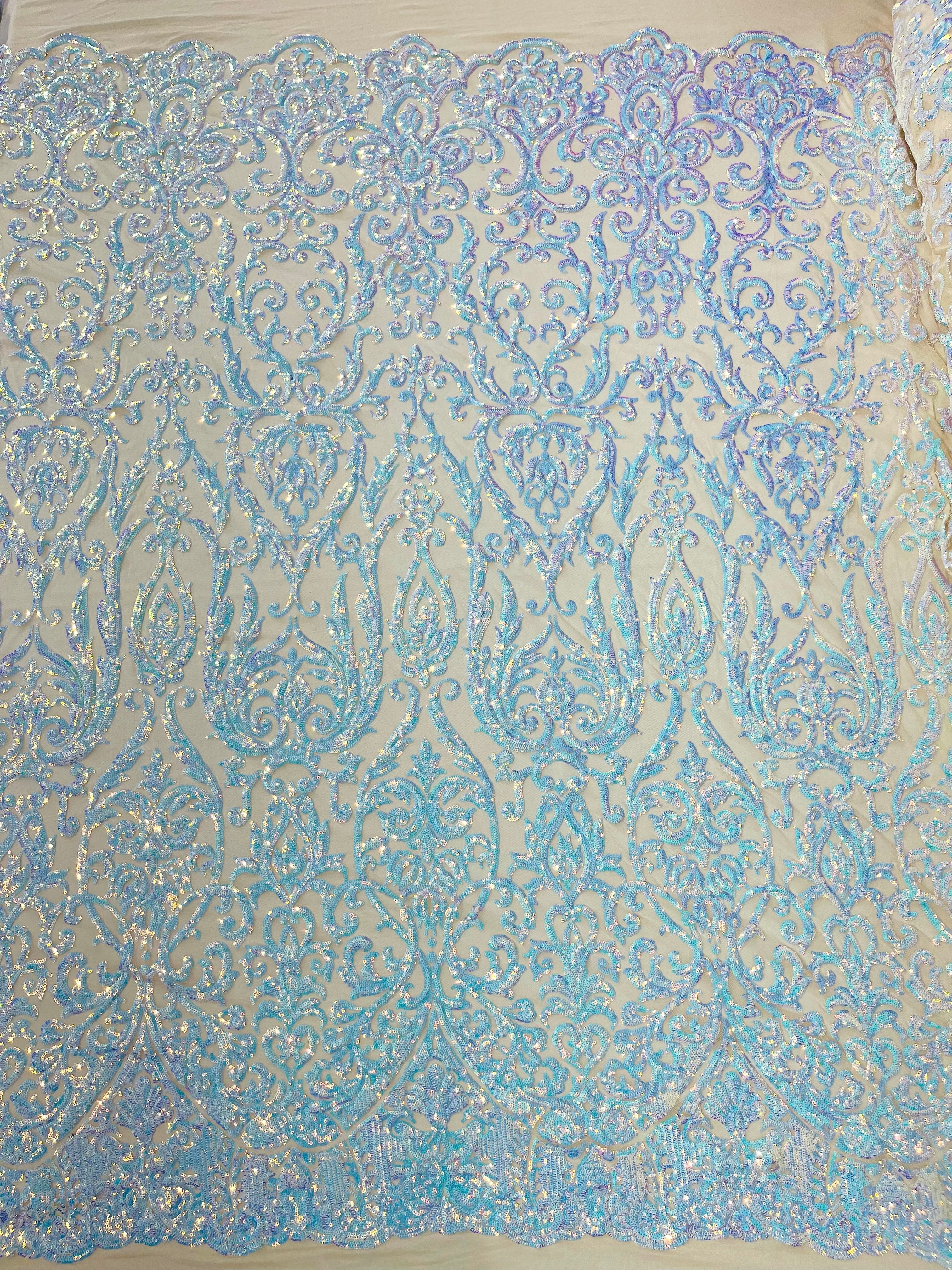 King Damask Sequin on Stretch Mesh Fabric / Sold by the Yard - Image 5